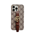 GG IPHONE CASE WITH HOLDER BROWN